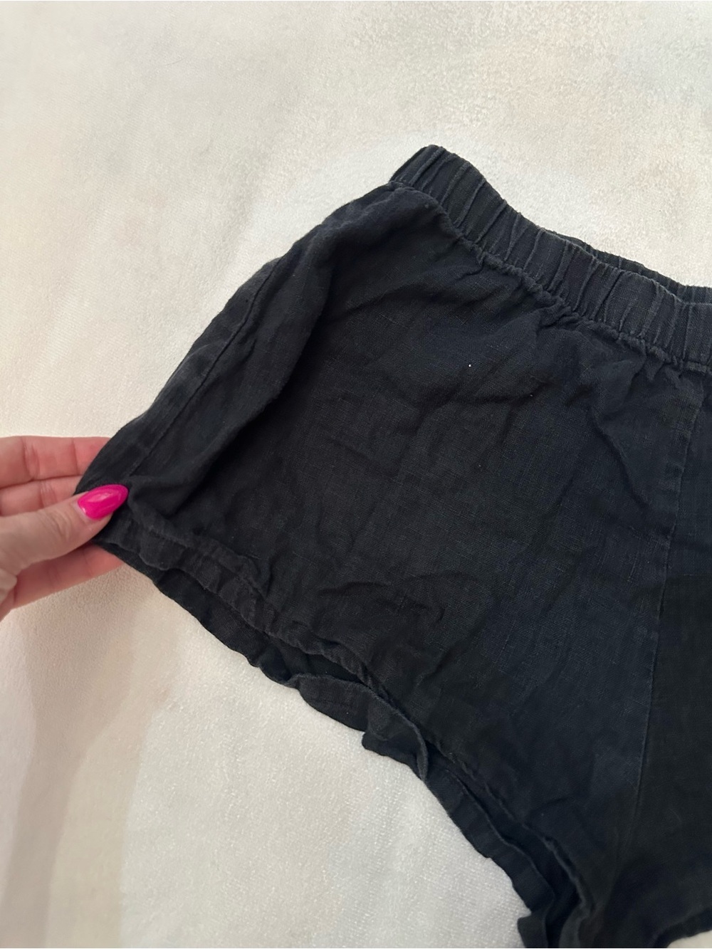 Reformation Women's Black Linen Lounge Shorts Size Medium 38796 - Picture 3 of 8